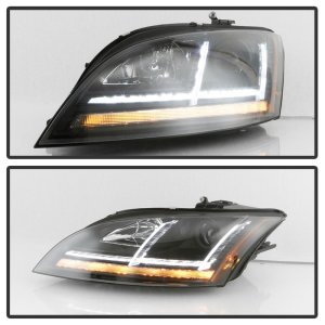 Audi TT Headlights - SPYDER - Halogen Projector with Sequential Turn Signal - Black - `08-`15