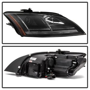 Audi TT Headlights - SPYDER - Halogen Projector with Sequential Turn Signal - Black - `08-`15