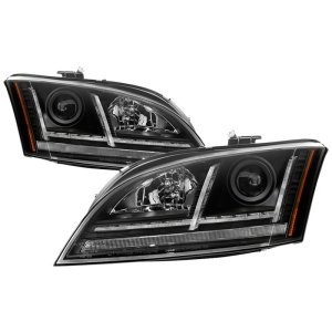 Audi TT Headlights - SPYDER - Halogen Projector with Sequential Turn Signal - Black - `08-`15
