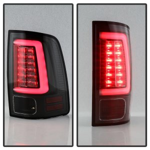 Dodge Ram LED Tail Lights - SPYDER - Light Bar, Version 2 - Black - `13-`14