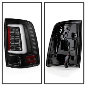 Dodge Ram LED Tail Lights - SPYDER - Light Bar, Version 2 - Black - `13-`14