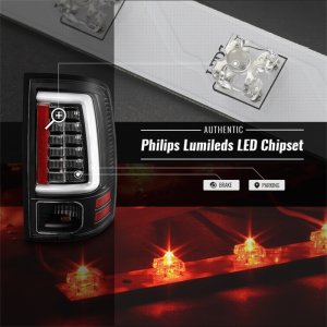 Dodge Ram LED Tail Lights - SPYDER - Light Bar, Version 2 - Black - `13-`14