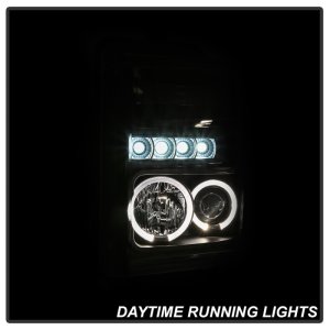 Ford F350 Super Duty Projector Headlights - SPYDER - LED Halo - Black - `08-`10