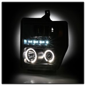 Ford F350 Super Duty Projector Headlights - SPYDER - LED Halo - Black - `08-`10
