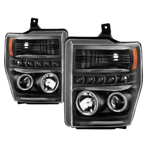 Ford F450 Super Duty Projector Headlights - SPYDER - LED Halo - Black - `08-`10