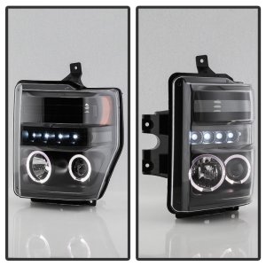 Ford F450 Super Duty Projector Headlights - SPYDER - LED Halo - Black - `08-`10 Ford F450 Super Duty Projector Headlights - SPYDER - LED Halo - Black - `08-`10