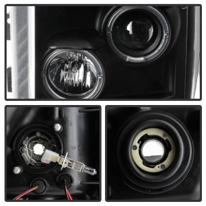 Ford Super Duty Headlights - SPYDER - Projector LED Halo DRL - Black - `11-`16