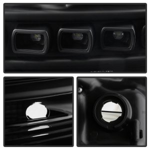 Ford Super Duty Headlights - SPYDER - Projector LED Halo DRL - Black - `11-`16