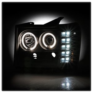 GMC Sierra Denali Headlights - SPYDER - LED Halo Projector - Black - `08-`13
