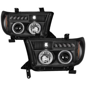 Toyota Tundra Headlights - SPYDER - Halo LED Projector - Black - `07-`13