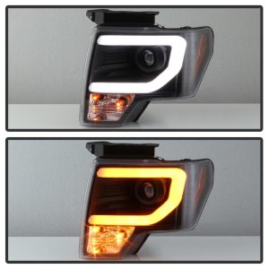 Ford F-150 Headlights - SPYDER - Projector + Halogen Model - Black - `09-`14