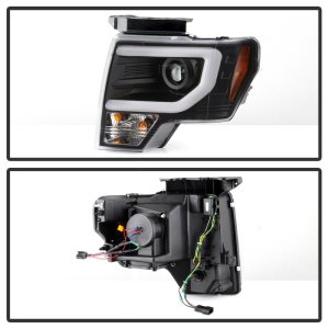 Ford F-150 Headlights - SPYDER - Projector + Halogen Model - Black - `09-`14