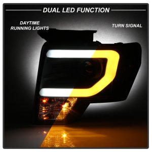 Ford F-150 Headlights - SPYDER - Projector + Halogen Model - Black - `09-`14