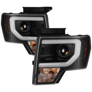 Ford F-150 Headlights - SPYDER - Projector + Halogen Model - Black - `09-`14