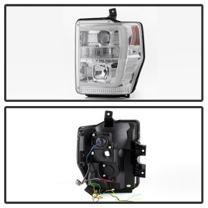 Ford F-250 Headlights - SPYDER - Version 2 - Switch Back Light Bar - Chrome - Chrome - `08-`10