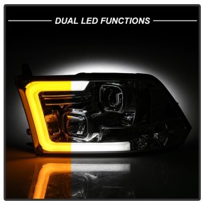 Dodge Ram 1500 Headlights - SPYDER - Version 2 Projector, Light Bar Turn Signal - Chrome - `09-`16