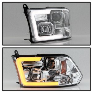 Dodge Ram 1500 Headlights - SPYDER - Version 2 Projector, Light Bar Turn Signal - Chrome - `09-`16