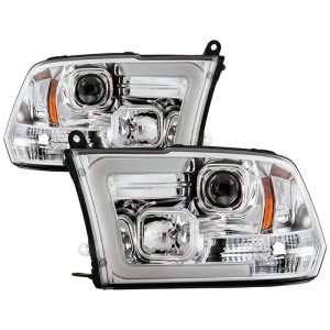 Dodge Ram 1500 Headlights - SPYDER - Version 2 Projector, Light Bar Turn Signal - Chrome - `09-`16