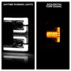 Ford F-450 Super Duty Headlight Set - SPYDER - Projector - Switch Back Sequential Turn Signal Light Bar - Chrome - `17-`18 Ford F-450 Super Duty Headlight Set - SPYDER - Projector - Switch Back Sequential Turn Signal Light Bar - Chrome - `17-`18