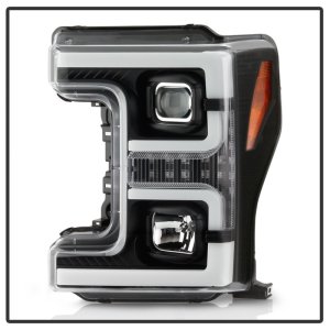 Ford F-350 Super Duty Headlights - SPYDER - Projector, Switch Back Sequential Turn Signal Light Bar - Black - `17-`18