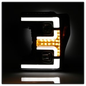 Ford F-450 Super Duty Headlights - SPYDER - Projector, Switch Back Sequential Turn Signal Light Bar - Black - `17-`18
