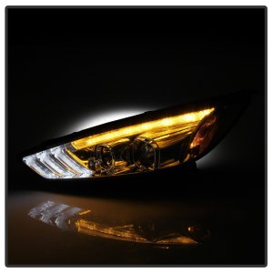 Ford Focus Headlight Set - SPYDER - Projector, Sequential Turn Signal, Low Beam-H7/High Beam-H1, Signal-LED - Chrome - `15-`18