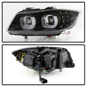 BMW 3 Series Projector Headlights - SPYDER - Halogen, LED Turn Signal - Black - `09-`12