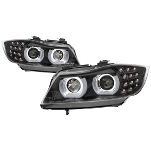 BMW 3 Series Projector Headlights - SPYDER - Halogen, LED Turn Signal - Black - `09-`12