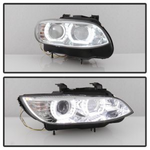 BMW 3 Series Headlights - SPYDER - Projector Headlights, High Beam H3, DRL LED - Chrome - `08-`10