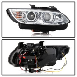 BMW 3 Series Headlights - SPYDER - Projector Headlights, High Beam H3, DRL LED - Chrome - `08-`10