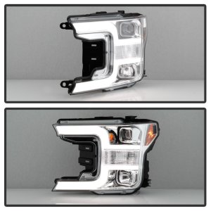 Ford F150 Headlights - SPYDER - Projector, Halogen Model - Chrome - `18-`19