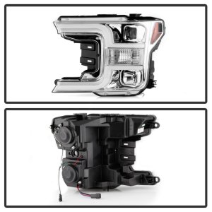 Ford F150 Headlights - SPYDER - Projector, Halogen Model - Chrome - `18-`19