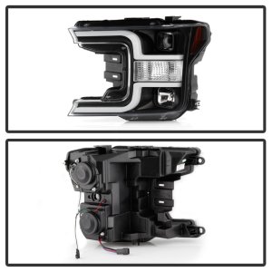 Ford F-150 Headlights - SPYDER - Projector, Halogen Model - Black - `18-`19