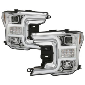 Ford F150 Headlights - SPYDER - Projector, Sequential LED Turn Signal - Chrome - `18-`19