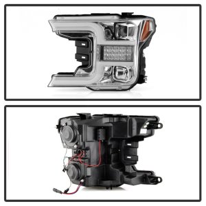 Ford F150 Headlights - SPYDER - Projector, Sequential LED Turn Signal - Chrome - `18-`19
