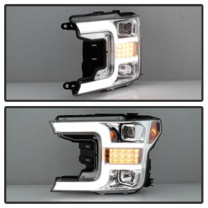 Ford F150 Headlights - SPYDER - Projector, Sequential LED Turn Signal - Chrome - `18-`19