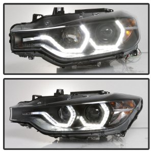 BMW 3 Series Headlight Set - SPYDER - Projector - Black - `12-`14