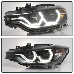 BMW 3 Series Headlight Set - SPYDER - Projector - Black - `12-`14