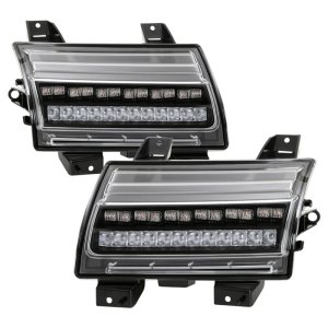 Jeep Wrangler Front Bumper Lights - SPYDER - Full LED, Sequential Signal - Black - `18-`19