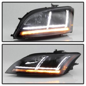 Audi TT Headlights - SPYDER - Projector, Sequential Turn Signal - Black - `08-`15
