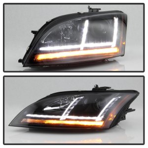 Audi TT Headlights - SPYDER - Projector, Sequential Turn Signal - Black - `08-`15