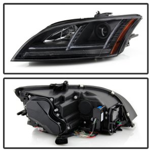 Audi TT Headlights - SPYDER - Projector, Sequential Turn Signal - Black - `08-`15
