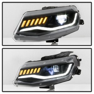 Chevrolet Camaro Headlights - SPYDER - Full LED, Halogen Model, Sequential Turn Signal - Black - `16-`18 Chevrolet Camaro Headlights - SPYDER - Full LED, Halogen Model, Sequential Turn Signal - Black - `16-`18