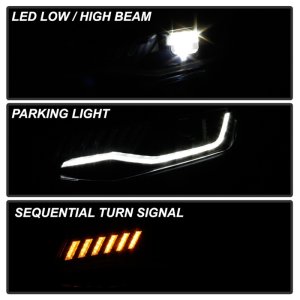 Chevrolet Camaro Headlights - SPYDER - LED, Sequential Turn Signal, HID Model - Black - `16-`18