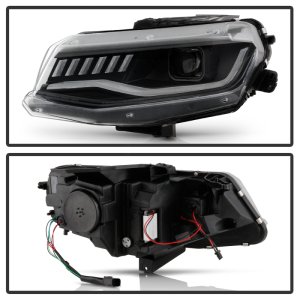 Chevrolet Camaro Headlights - SPYDER - LED, Sequential Turn Signal, HID Model - Black - `16-`18