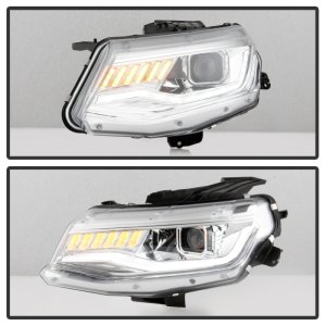 Chevrolet Camaro Headlights - SPYDER - Projector, Sequential Turn Signal - Chrome - `16-`18