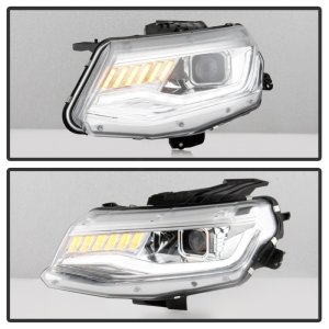 Chevrolet Camaro Headlights - SPYDER - Projector, Sequential Turn Signal - Chrome - `16-`18