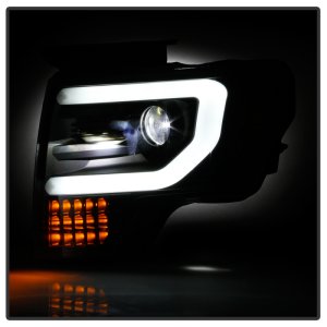 Ford F150 Headlights - SPYDER - LED Light Bar Projector, Sequential Turn Signal - Black - `09-`14