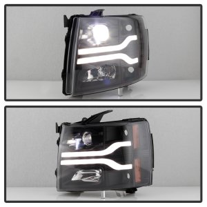 Chevrolet Silverado 1500 Headlights - SPYDER - Platinum Series, Projector, LED Low Beam, Halogen High Beam - Black - `07-`13