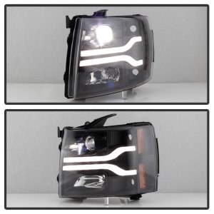 Chevrolet Silverado 2500HD Headlights - SPYDER - Platinum Series, Projector, LED Low Beam, Halogen High Beam - Black - `07-`14